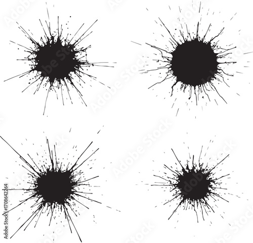 Abstract Black Ink Splatters Set