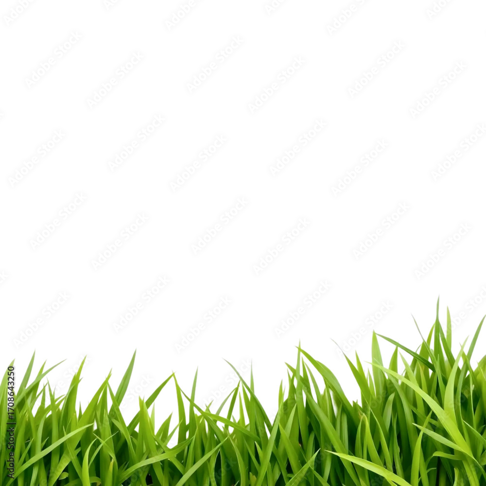 Obraz premium green grass border isolated on transparent background in natural fresh plant landscape decoration concept