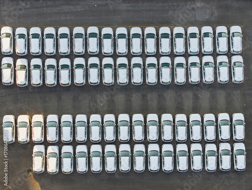 Car Factory Aerial View Manufacturing Plant Vehicle Rows