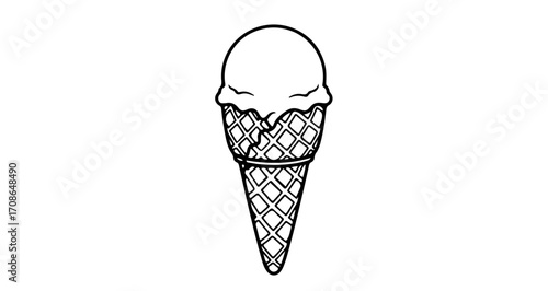 Ice cream cone, a sweet treat with a scoop of creamy goodness