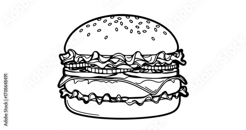 Illustration of a burger, a delicious and classic fast food meal