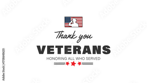 Veterans Day with Thank You Veterans Graphic and Patriotic Salute Design,  Honoring All Who Served.