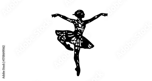 Silhouette of a ballerina in graceful pose, perfect for dance or performance themes