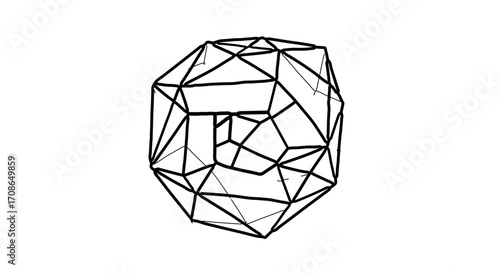 Abstract geometric shape, a complex structure of lines and polygons creating a modern design