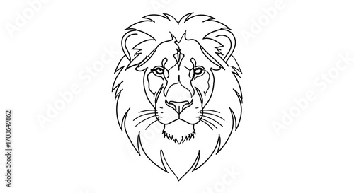 Majestic lion head in a striking black and white line drawing