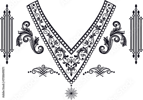 Elegant floral neckline design vector illustration