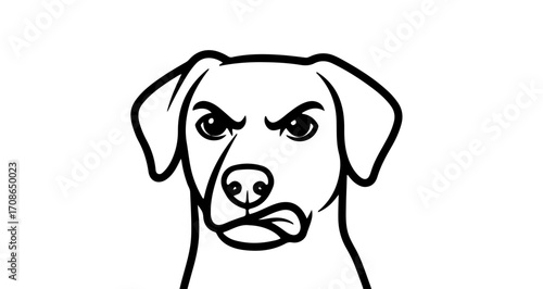 A cartoon illustration of an angry dog with furrowed brows vector drawing