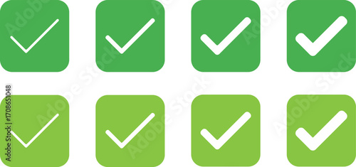 Green check mark icons set for approval and task completion