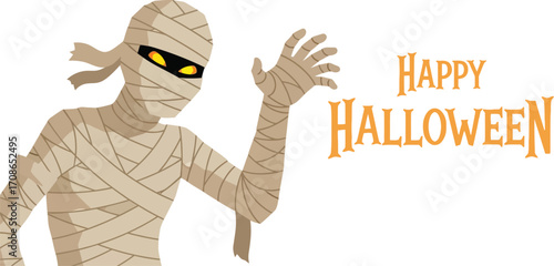 Happy halloween mummy costume vector graphic design