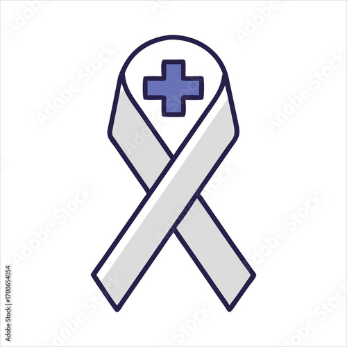 Awareness ribbon with medical cross for support
