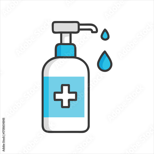 Hand sanitizer bottle with drops for hygiene