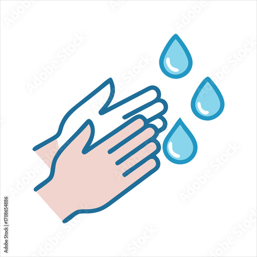 Washing hands with water drops for hygiene