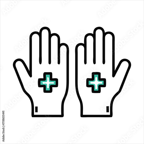 Illustration of two hands with medical cross