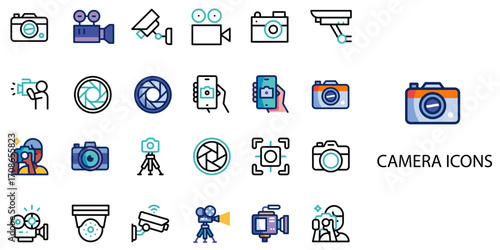 Camera simple concept 24 color icons set .Vector illustration.	