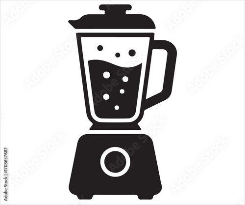 Blender black silhouette vector illustration with jar isolated on white background