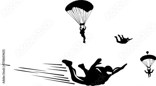 Skydiving silhouettes