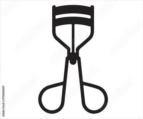 Eyelash curler black silhouette vector illustration isolated on white background