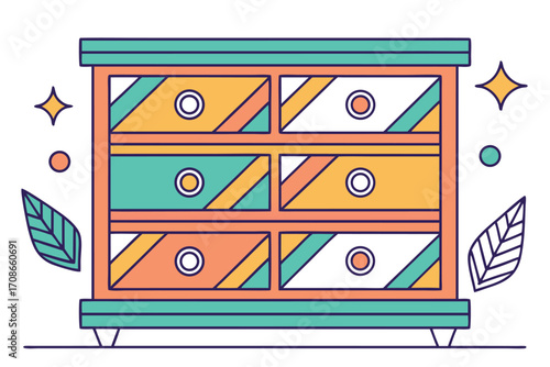 Colorful Chest of Drawers with Decorative Elements dresser furniture