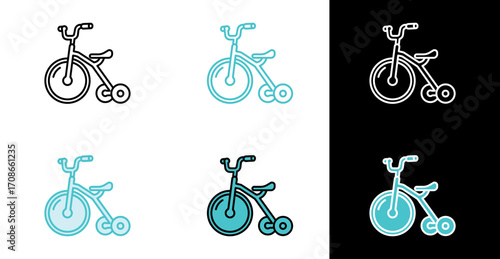Classic tricycle icon in line and fill style