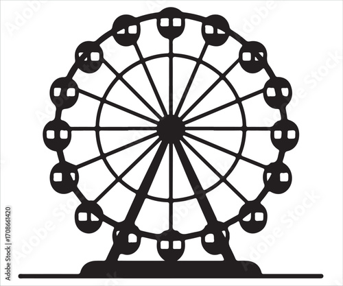 Ferris wheel black silhouette vector illustration isolated on white background