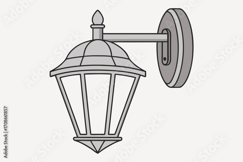 Grey Outdoor Wall Lantern with Glass Panes and Decorative Finial wall light outdoor light