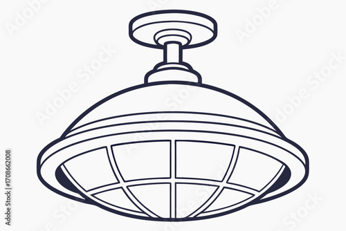 Industrial Style Ceiling Mounted Light Fixture Line Art ceiling light retro