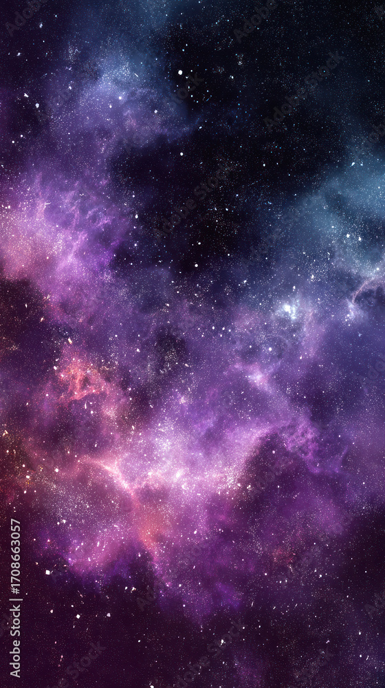 Fototapeta premium Mobile phone wallpaper of a night universe with a mass of countless stars