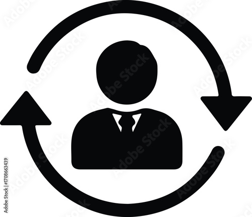 Employee turnover icon human resources with circle arrows vector illustrator