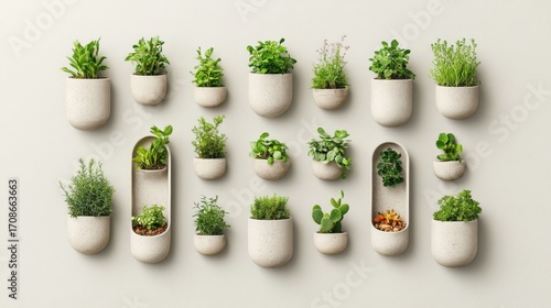 Wall-mounted, modern herb garden