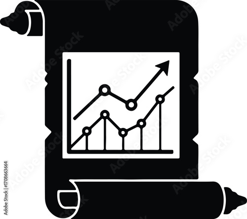 Financial chart on antique parchment scroll business diagram vector illustrator