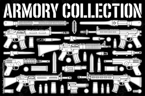 Armory Collection – Guns, Rifles, and Ammunition Silhouette Vector