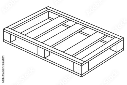Isometric outline drawing of a wooden shipping pallet vector illustration
