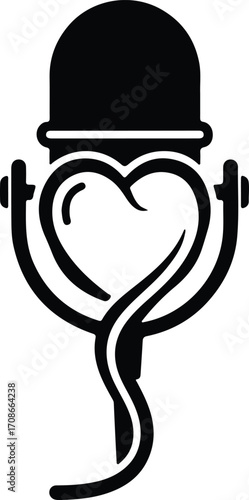 Heart shaped microphone artistic musical equipment vector illustrator