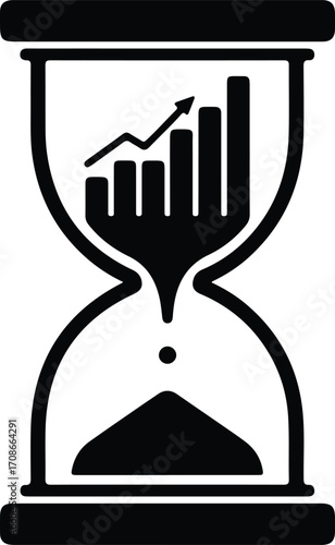 Hourglass displaying business growth graph time is money vector illustrator
