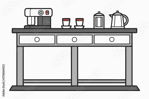 Kitchen Counter With Coffee Maker And Teapot table furniture