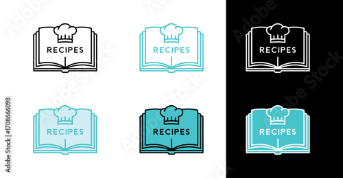 Recipe book icon in line and fill style