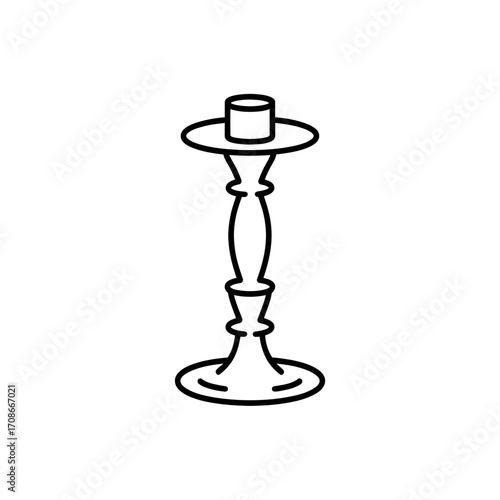 Elegant Single Candlestick Holder Silhouette, Classic Design for Lighting and Ambiance