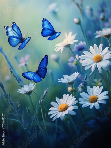 Colorful Butterflies Flutter Among Vibrant Wildflowers in a Sunny Meadow.