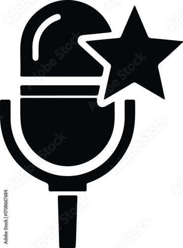 Retro microphone music award symbol minimal icon vector illustrator