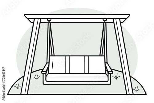 Outdoor Swing Seat with Wooden Frame and Cushion garden furniture
