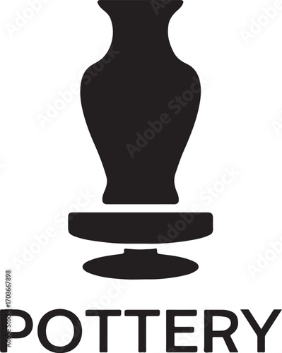 Pottery silhouette vector, clay art and handmade craft icon for ceramics, design, and creative projects.
