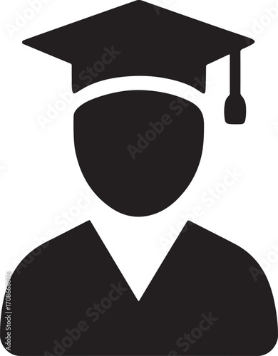 Student silhouette vector, education and learning icon for school, college, and academic projects.