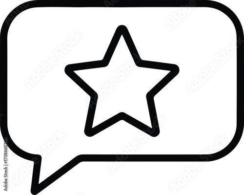Starred feedback icon displayed in a rounded chat bubble vector illustrator