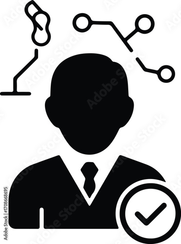 Verified information specialist portrait technology expertise business vector illustrator