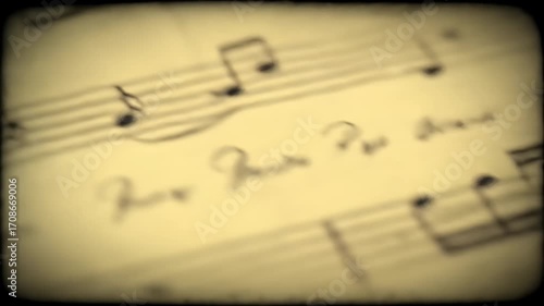 Vintage, blurred music manuscript