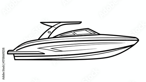 Sleek Outline A Modern Boat Design for Nautical Enthusiasts and Water Sport Lovers, Perfect for Customization and Creative Projects
