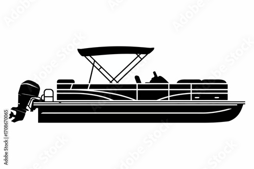 Pontoon Boat Silhouette