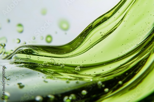 Liquid Green Waves With Bubbles Create a Dynamic and Vibrant Flow
