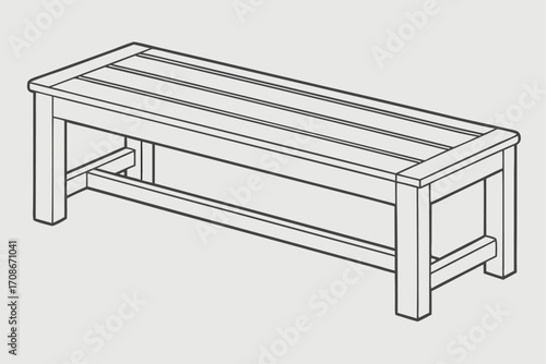 Simple Wooden Bench with Slatted Seat and Sturdy Legs outdoor bench garden bench