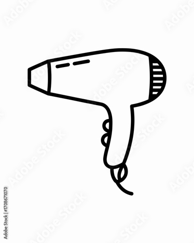 Hair Dryer Line Art Illustration Simple, Clean Design for Hair Salon or Beauty Blog